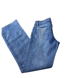 One Tuff Babe‎ Jeans Embellished Denim Blue Size 3/4 Y2K Western Boho Sparkle
